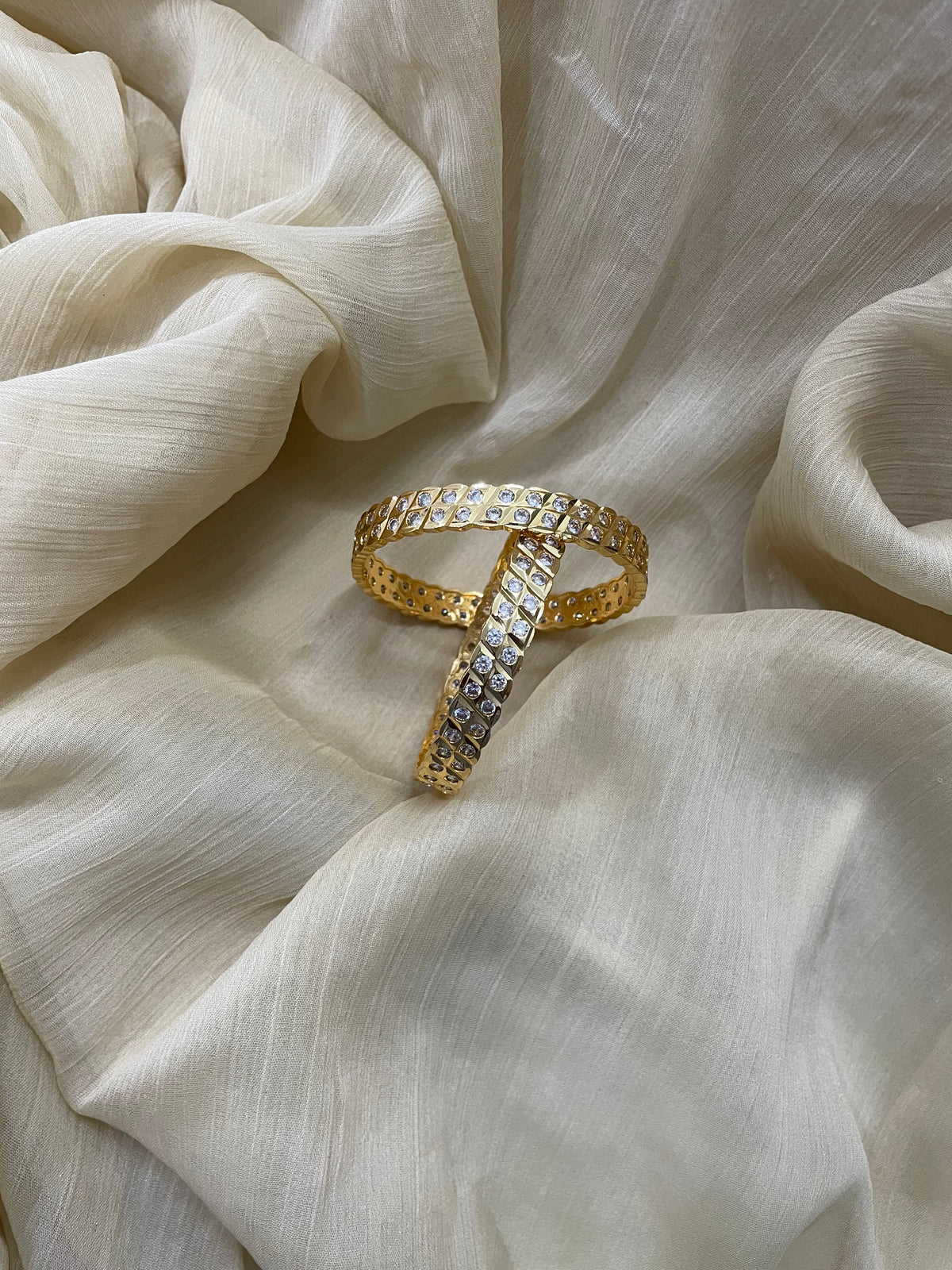 Premium Gold Plated AD Bangles (1 pair)